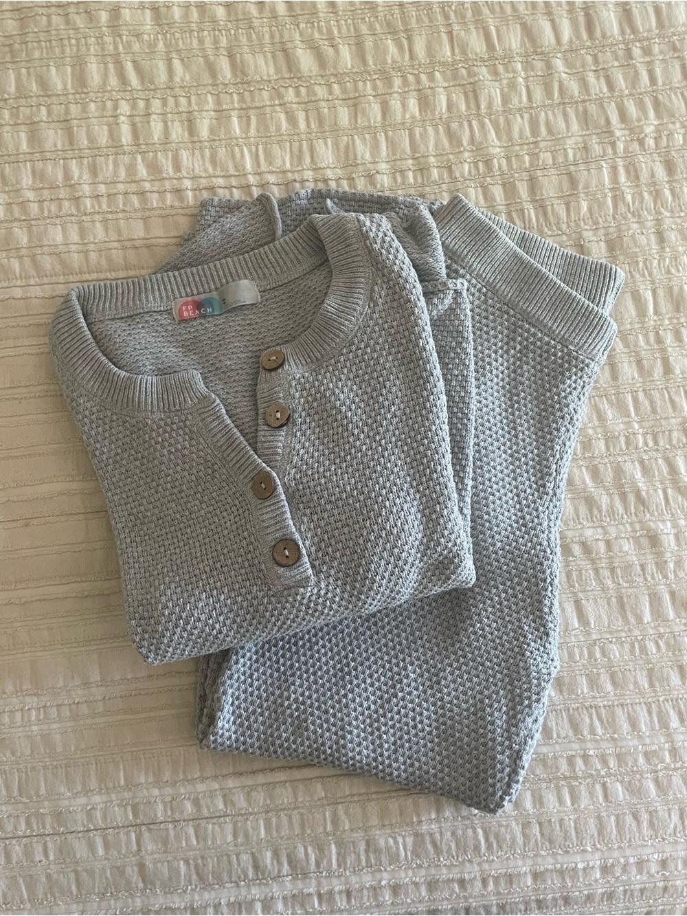 Hayley Grey Knit Henley Sweater